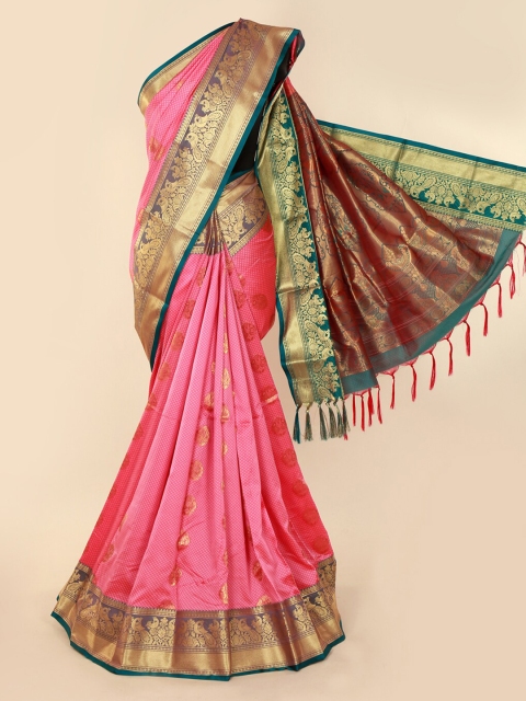 Pothys Pink & Gold-Toned Art Silk Woven Design Saree