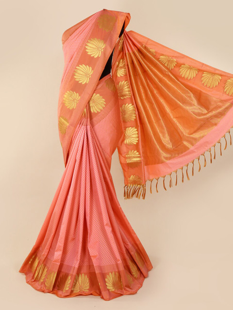 Pothys Peach-Coloured & Gold-Toned Art Silk Woven Design Saree 
Pothys Peach-Coloured & Gold-Toned Art Silk Woven Design Saree