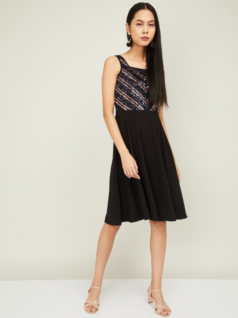 CODE by Lifestyle Women Black Embellished Fit and Flare Dress