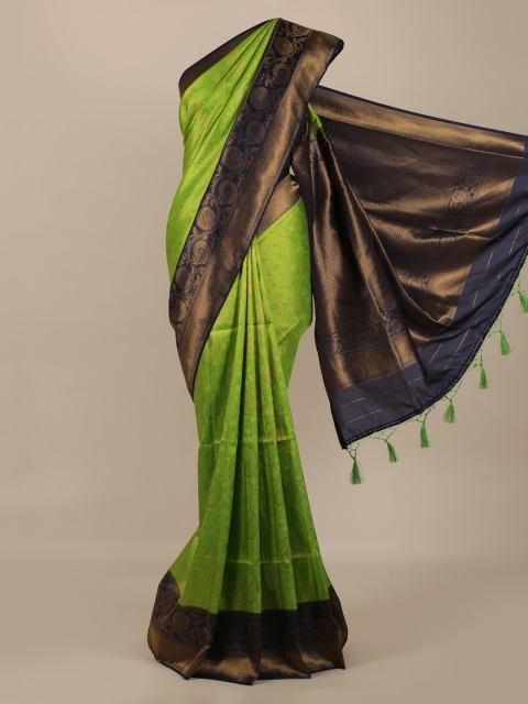 Pothys Green Solid Jute Silk Saree