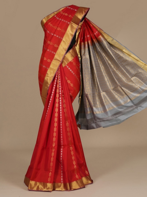 Pothys Red Woven Design Pure Silk Saree