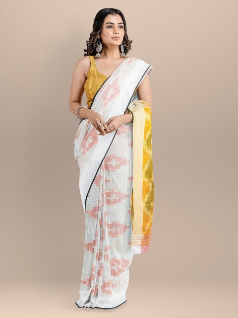 BharatSthali White and Yellow Color Pure Cotton Woven Design Pochampally Ikat Sustainable Saree
BharatSthali White and Yellow Color Pure Cotton Woven Design Pochampally Ikat Sustainable Saree