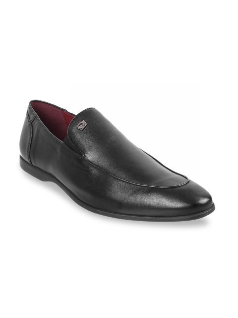 DAVINCHI Men Black Solid Formal Leather Slip-On Shoes