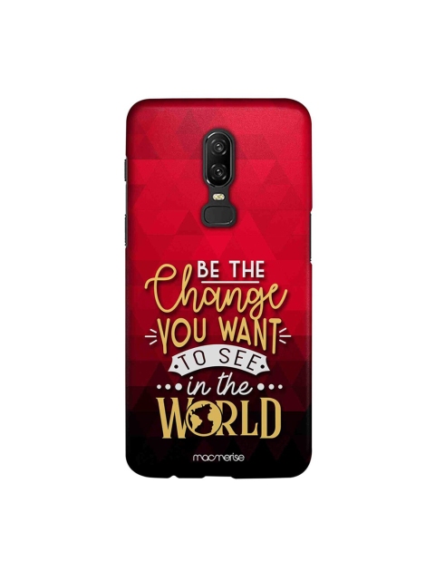 macmerise Red & Black Be The Change OnePlus 6 Back Case