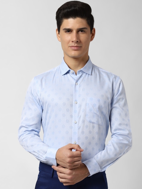 Peter England Elite Men Blue Regular Fit Printed Casual Shirt