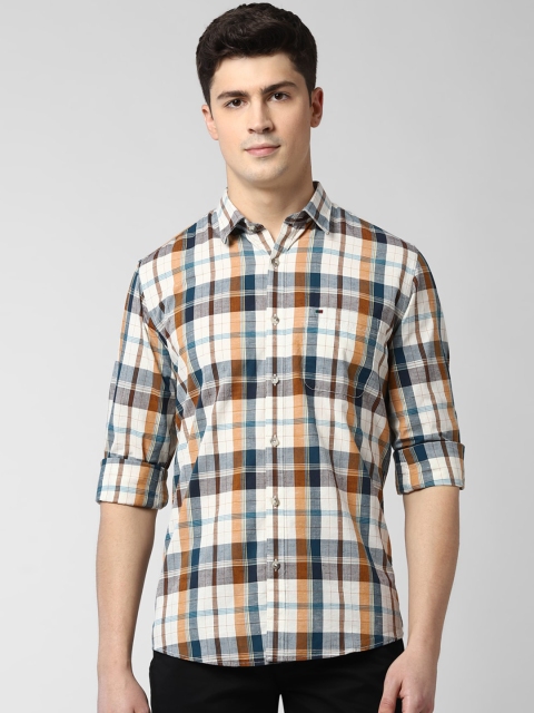 Peter England Casuals Men Multicoloured Slim Fit Checked Cotton Casual Shirt, Multi