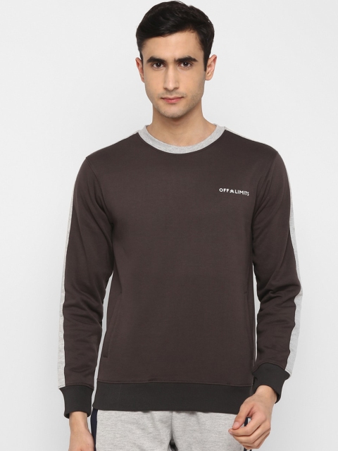 OFF LIMITS Men Brown Solid Sweatshirt