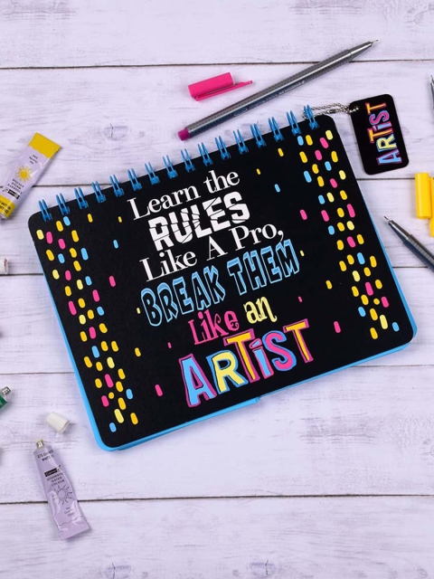 Doodle Black & Pink Artist Rules Dual Ruled & Unruled Notebook