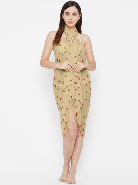 Mirchi Fashion Women Beige & Red Polka Dot Printed Sarong