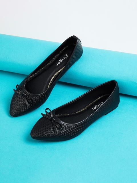 Ginger by Lifestyle Women Black Solid PU Ballerinas