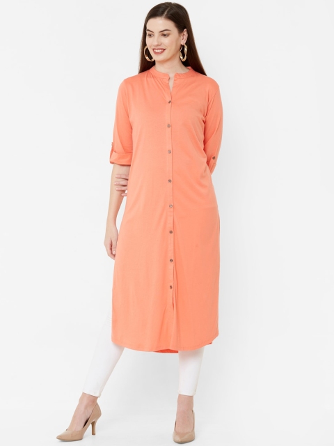 Juliet Women Peach-Coloured Solid A-Line Kurta