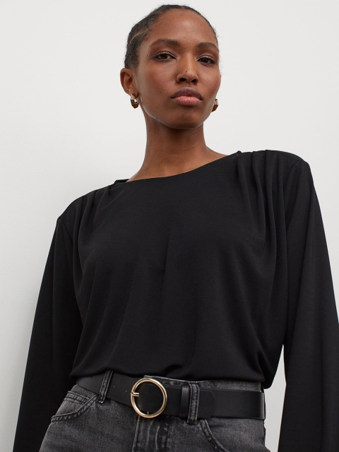 H&M Women Black Solid Shoulder-pad top