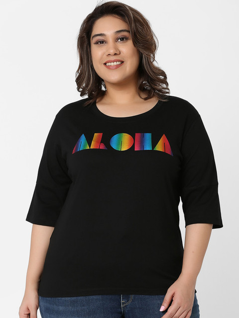 MARCA Bold Women Black Boxy Fit Printed Round Neck Cotton T-shirt 
MARCA Bold Women Black Boxy Fit Printed Round Neck Cotton T-shirt