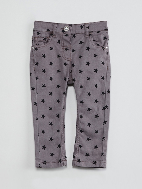 max Girls Grey Regular Fit Printed Jeans