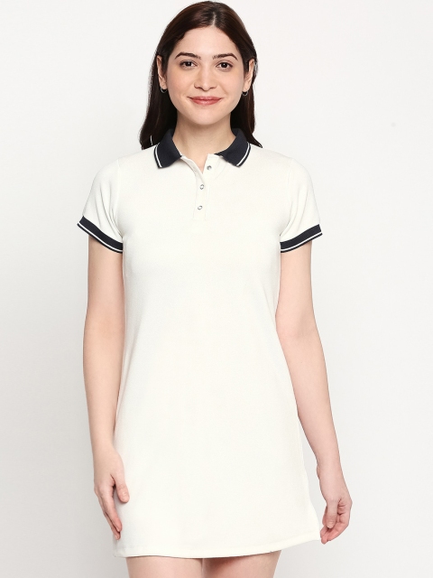 inocenCia Women White Solid T-shirt Dress