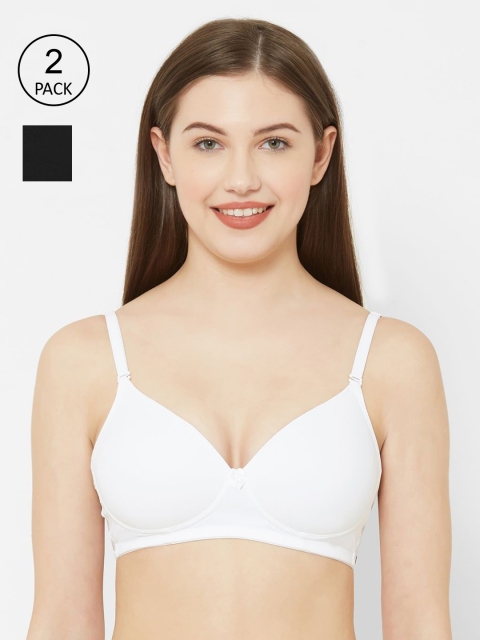 Juliet Pack Of 2 Solid Non Padded Non Wired Everyday Bra 1059 WHITEBLACK, Black