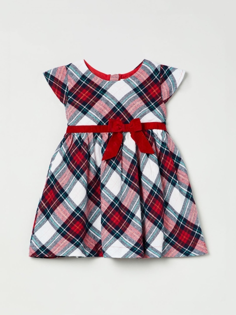 max Girls Red Checked A-Line Dress