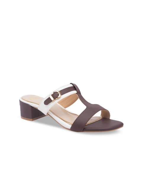 Sole To Soul Women Brown & White Colourblocked Sandals
