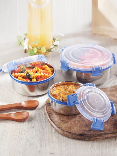 Jensons Set of 3 Silver Toned & Blue Stainless Steel Storage Container with Clip Lock
Jensons Set of 3 Silver Toned & Blue Stainless Steel Storage Container with Clip Lock