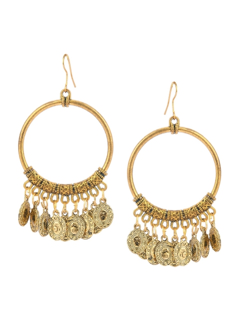 DESI COLOUR Multicoloured & Gold-Toned Contemporary Jhumkas, Multi