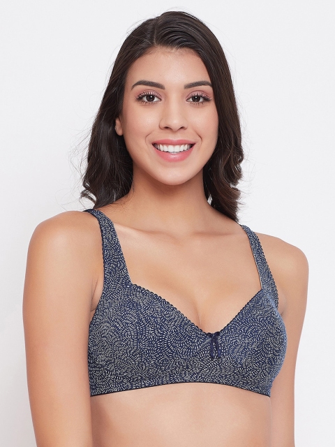 Clovia Blue & White Printed Non-Wired Non Padded Everyday Bra