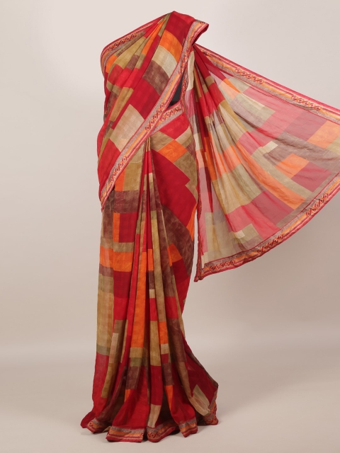Pothys Multicoloured Printed Poly Georgette Saree, Multi