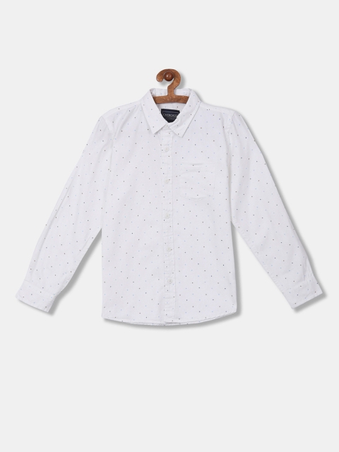 Cherokee Boys White Regular Fit Printed Casual Cotton Shirt