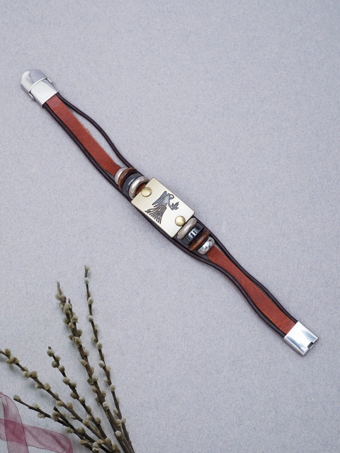 Golden Peacock Women Brown & Black Leather Multistrand Bracelet
