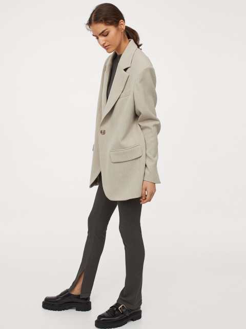 H&M Women Grey Solid Oversized Jacket