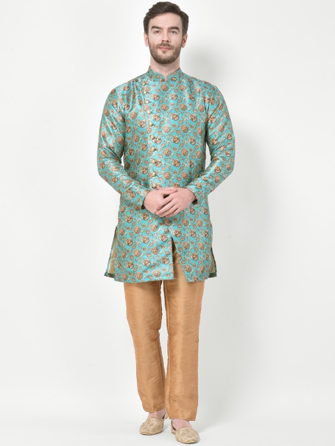 SG LEMAN Men Turquoise Blue Kurta with Trousers