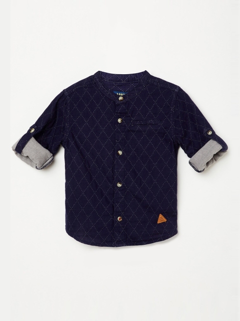 Juniors by Lifestyle Boys Blue Regular Fit Printed Casual Shirt