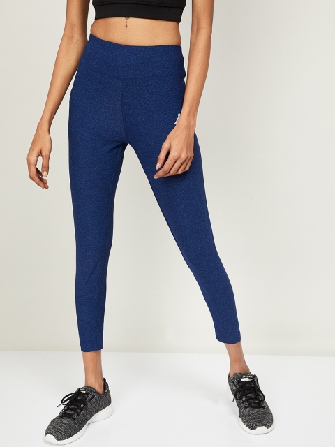 Kappa Women Blue Textured Ankle Length Tights