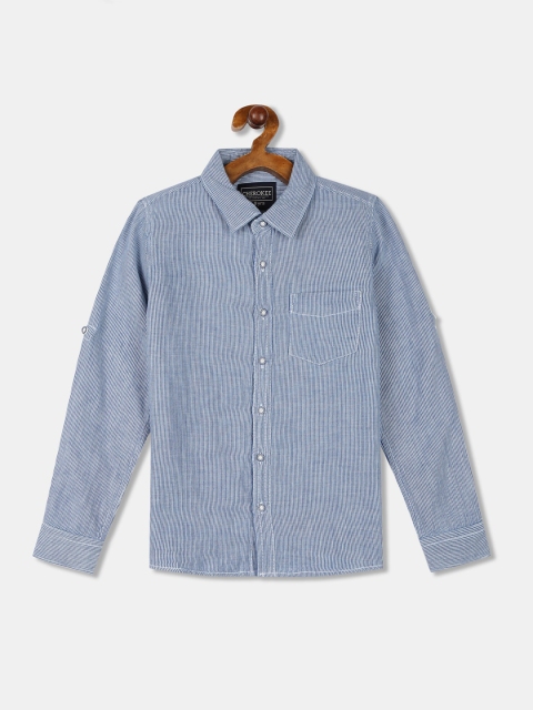 Cherokee Boys Blue Regular Fit Striped Casual Shirt