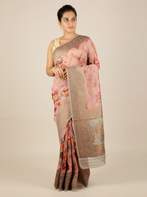 Pothys Peach-Coloured Woven Design Saree