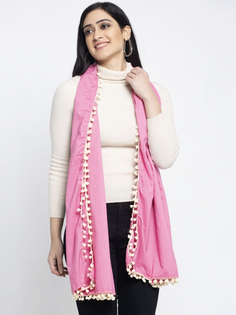 KLOTTHE Women Pink Solid Stole