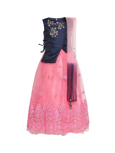 BETTY Girls Pink & Navy Blue Embroidered Ready to Wear Lehenga & Blouse with Dupatta
BETTY Girls Pink & Navy Blue Embroidered Ready to Wear Lehenga & Blouse with Dupatta
