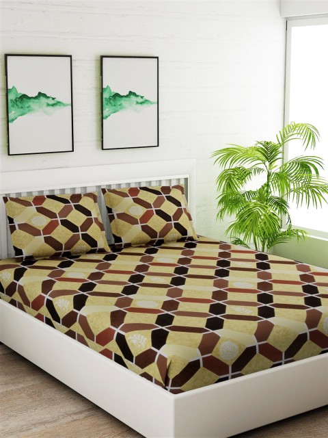 Salona Bichona Yellow & Maroon Geometric 180 TC Cotton 1 Queen Bedsheet with 2 Pillow Covers
Salona Bichona Yellow & Maroon Geometric 180 TC Cotton 1 Queen Bedsheet with 2 Pillow Covers