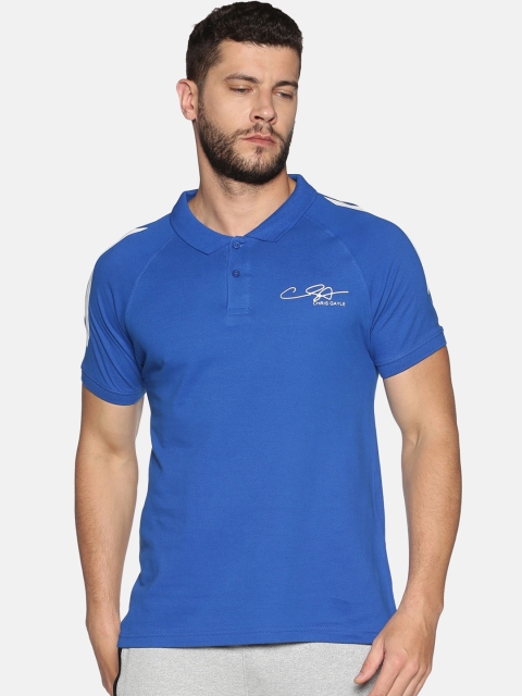 ATTIITUDE Men Blue Solid Polo Collar T-shirt
