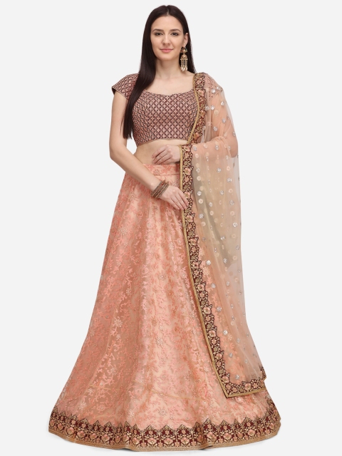 NAKKASHI Peach-Coloured & Maroon Embroidered Semi-Stitched Lehenga & Unstitched Blouse with Dupatta
NAKKASHI Peach-Coloured & Maroon Embroidered Semi-Stitched Lehenga & Unstitched Blouse with Dupatta