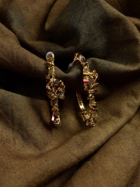 MIDASKART Gold-Toned Contemporary Half Hoop Earrings