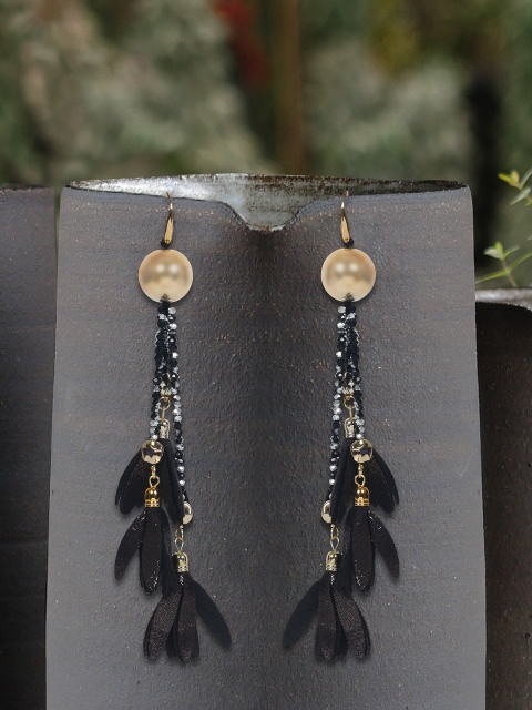 MIDASKART Gold-Toned Contemporary Drop Earrings