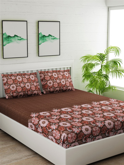 Salona Bichona Brown & Red Floral 180 TC Cotton 1 Queen Bedsheet with 2 Pillow Covers
Salona Bichona Brown & Red Floral 180 TC Cotton 1 Queen Bedsheet with 2 Pillow Covers