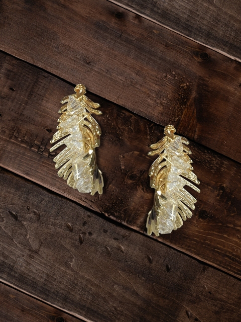 MIDASKART Gold-Toned Contemporary Drop Earrings