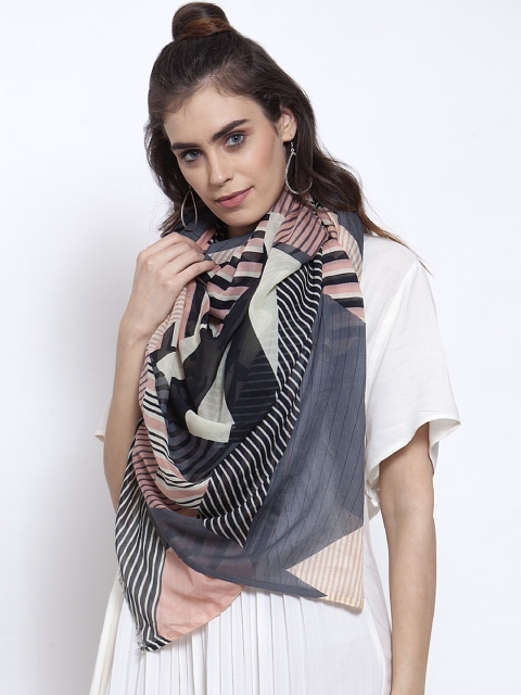 J Style Women Black & Pink Printed Stole