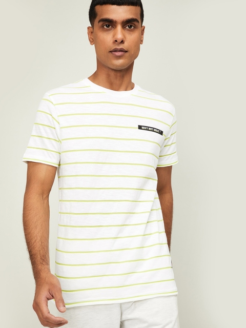Kappa Men White Striped Round Neck T-shirt