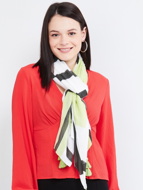 max Women Yellow & Black Printed Scarf