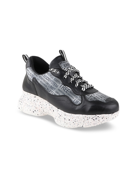 Shoetopia Women Black Colourblocked Sneakers