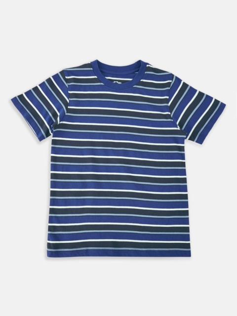 CHALK by Pantaloons Boys Blue Striped Round Neck T-shirt