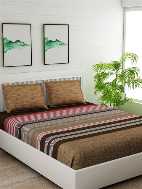 Salona Bichona Brown & Red Striped 180 TC Cotton 1 Queen Bedsheet with 2 Pillow Covers
Salona Bichona Brown & Red Striped 180 TC Cotton 1 Queen Bedsheet with 2 Pillow Covers