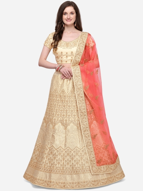 NAKKASHI Cream-Coloured & Gold-Toned Embroidered Unstitched Lehenga & Blouse with Dupatta
NAKKASHI Cream-Coloured & Gold-Toned Embroidered Unstitched Lehenga & Blouse with Dupatta